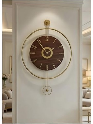 Teknocan Metaquartz Aksesuar Büyük Boy (50X75CM)(QUARTZ Mekanizma) Ispanyol Time, Metal Ahşap Duvar Saati Gold, 50 x 75