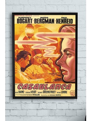 Teknocan (PSTER10443) Casablanca-Kazablanka Film Afişi Çerçeveli Tablo 6 (50X70CM)