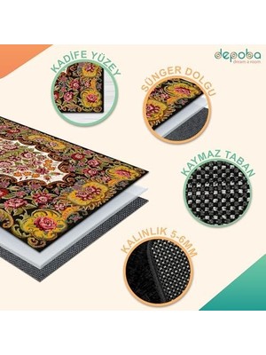 Teknocan Marlo Kadife Kaymaz Pamuk Tabanlı Yıkanabilir Antibakteriyel Salon Halısı 100X150