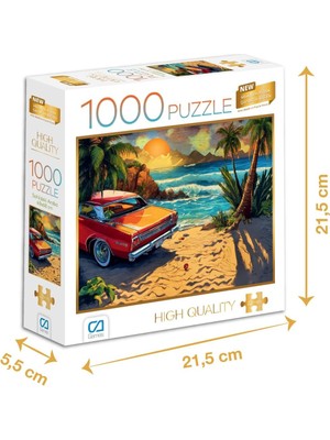 Teknocan Sahildeki Araba 1000 Parça 2,2mm Kalınlık 48X68CM Profesyonel Hobi Puzzle Yapboz Serisi