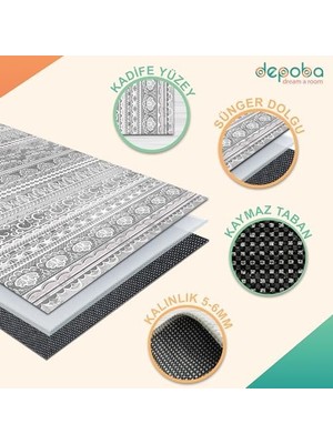 Teknocan Lima Kadife Kaymaz Pamuk Tabanlı Yıkanabilir Antibakteriyel Salon Halısı 160X230