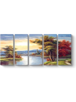 Teknocan Yağlıboya Göl Tablosu 162 x 70-5 Parçalı