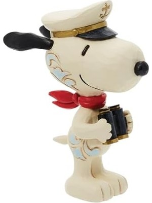 Teknocan Jim Shore Snoopy Denizci Kaptan Minyatür Heykelciği - Taş Reçine El Yapımı Boyalı Fıstık Snoopy Mini Figürinler Ev Dekorasyonu Heykeli, 9 cm