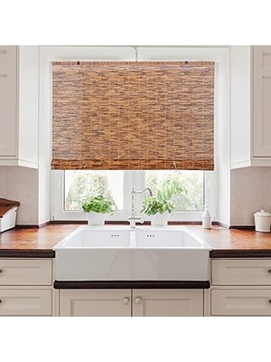 Teknocan Backyard X-Scapes 20-Blc4 Işık Filtreleme Kordonsuz Bambu Kamış Rulo Perde Pencereler Için, 48" G x 72" Y, Kahve