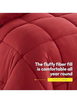 Teknocan Alternative Comforter All Season Lüks Pelüş Loft Mikrofiber Dolgulu Yorgan Iç Yatak Takımı, Kraliçe, Şarap Rengi