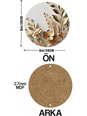 Teknocan Dekoratif Uv Baskılı 3D Gürünümlü Mdf Duvar Süsü – Altın Çiçek Tasarımı DT092,DT092 33 x