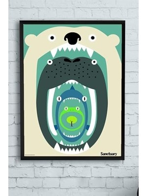 Teknocan (PSTER9818) Animalization Hayvan Çerçeveli Tablo (30 x 40CM)