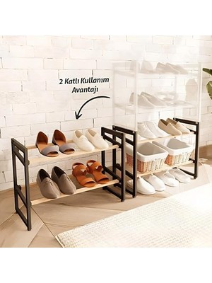 Teknocan Mobee 4 Katlı Ahşap 8 Ayakkabı Kapasiteli Çok Amaçlı Raf Portatif Vidasız Kolay Montaj Ev ve Ofis Organizer Ürünü 20X65X51CM