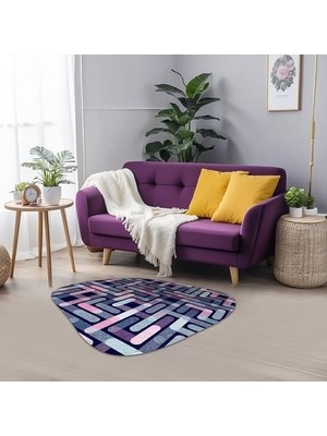 Teknocan Asel Şönil Kaymaz Pamuk Tabanlı Yıkanabilir Antibakteriyel Asimetrik Salon Halısı 140X140