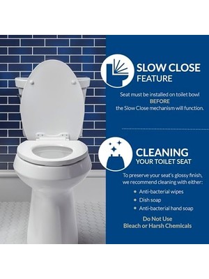 Teknocan 880SLOW 000 Caswell Klozet Kapağı Yavaş Yavaş Kapanır ve Asla Gevşetmez, Yuvarlak, Uzun Ömürlü Plastik, Beyaz