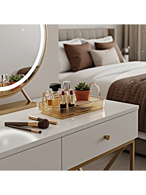 Unique Me Makyaj Organizeri Kozmetik Aksesuar Düzenleyici Banyo Rafı Amber Sarı (Dayanıklı Poli̇karbonat)
