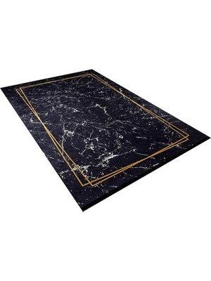 Teknocan Nijnekamsk Siyah Çerçeveli Modern Geometrik Etnik Desenli Makinada Yıkanabilir Hav Toz Vermez Leke Tutmaz Kaymaz Taban Dijital Makine Baskı Halı Oturma Odası Salon Yolluk Koridor Mutfak Halısı