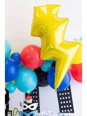 Teknocan Şimşek Folyo Balon Süper Kahramanlar Tema Balonlar Sarı Şimşek Balon