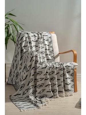 Teknocan TEKSTIL%100 Pamuk Çok Amaçlı Örtü, Koltuk Şalı ve Tv Battaniyesi, 130X170 Cm, Dekoratif Ev Tekstili (Siyah, Reflaction)