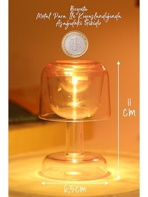 Teknocan LED Mum Iskandinav Tip Pil Dahil Dumansız Alev Ledli Yapay Dekoratif Mum Dekor Işığı PT428 (Pembe)