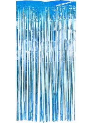 Teknocan - Mavi Püsküllü Doğum Günü Arka Fonu Kapı Süsü Duvat Süsü Banner En:1 Metre Boy:2 Metre