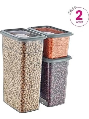 Teknocan 2'li Set Skali Dikdörtgen Saklama Kabı (2'şer Adet 1210 Ml, 2350 Ml, 3500 Ml)