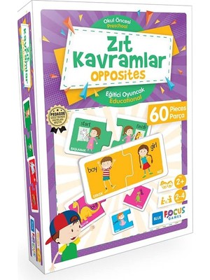 Teknocan Blue Focus Zıt Kavramlar Okul Öncesi Eğitici Oyun (BF114 - 60 Parça)