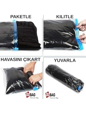 Teknocan 3'lü Vakumlu Seyahat Kamp Poşet Seti - Çorap, Yastık, Nevresim, Havlu, Iç Çamaşırı - Kapaksız