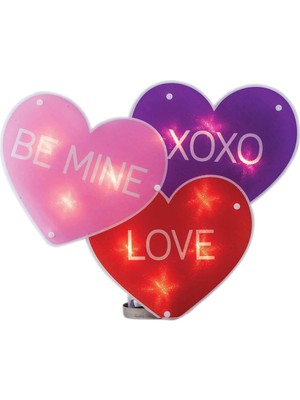 Teknocan 16 Işıklı Sevgililer Günü Kalp - Be Mine Xoxo Aşk Pencere Parıltılı Dekorasyon