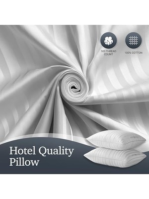 Teknocan Grand Beyaz Tüy Tüyü Yastıklar Standart Boyut 2'li Paket Yatak Yastıkları Seti Orta Sert HIPOALERJENIK%100 Pamuk Nefes Alabilir Otel Koleksiyonu Sırt/yan Uyku Yastıkları, 26"X20"/2 Paket