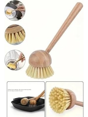 Teknocan Sert Kıllı Bambu Saplı Ahşap Mutfak Temizlik Fırçası 21 cm