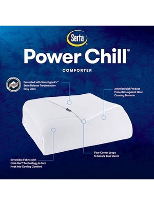 Teknocan Serta Power Chill Yumuşak Soğutma Aşağı Alternatif Yorgan, Hafif /cal Yorgan, 4 Köşe Sekmeli Yorgan Ekleme, Dört Mevsim Yatak, Beyaz