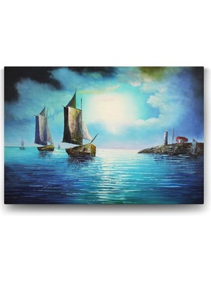 Teknocan Gece Deniz Manzarası Tablosu - 140X100CM