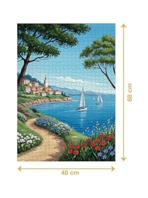 Teknocan Sahil Yolu 1000 Parça 2,2mm Kalınlık 48X68CM Profesyonel Hobi Puzzle Yapboz Serisi