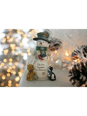 Teknocan Pavilion Company The Warmth Of Christmas Is Friendship-10 cm Ürünü Kardan Adam ve Mühür Heykelcik, Beyaz
