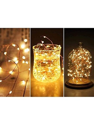 Teknocan LED Metre Gün Işığı Sarı Renkli Pilli Dekoratif Aydınlatma Süsleme Parti Sarı LED Işık Yılbaşı LED Işık Süsleme Dekorasyon Işığı Şerit Aydınlatma LED (Günışığı, 5)