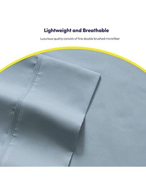 Teknocan Çarşaf Mavi Misty - 6 Parça 1500 Üstün Ince Fırçalanmış Mikrofiber Derin Cep Kraliçe Çarşaf Seti Yatak - 2 Ekstra Yastık Kılıfı, Çok Değer, Kraliçe, Mavi Puslu