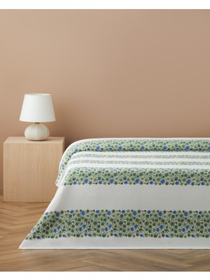 English Home Forest Blossom Baskılı Pamuklu Tek Kişilik Pike 150X220 cm Yeşil
