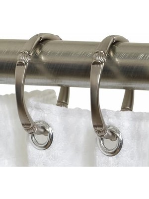 Teknocan Neverrust Paslanmaz Alüminyum Dekoratif Duş Halkası, 12'li Set, Fırçalanmış Nikel, 11 x 8,5 x 0,75