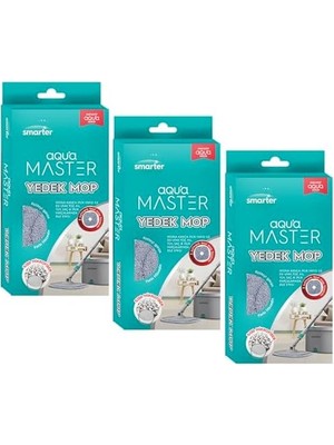 Teknocan Aqua Master 3 Adet Yedek Mop Temiz & Kirli Suyu Ayırma Özelliği Otomatik Temizlik Seti Mop