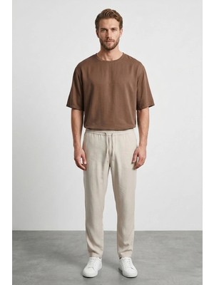 FullaModa Beli Lastikli Cepli Tencel Pantolon
