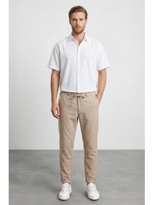 FullaModa Beli Bağlamalı Duble Paça Jogger Pantolon