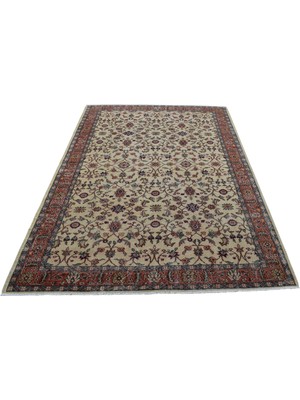 Zehra Abla Halı Vintage 6m2 El Dokuma Naif Eskitme Çiçekli Pastel Yün Salon Halısı 7314