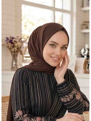 Ahrar Tesettür Tak Çık Çıtçıtlı Pratik Hazır Tesettür Hijab Şal Kahverengi