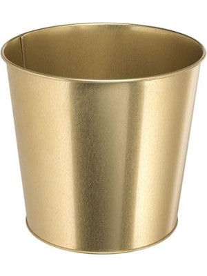 Cekar Store Galvanizli Çelik Gold Saksı 19 cm Çiçek Bitki Saksısı Gold Renk 19CM
