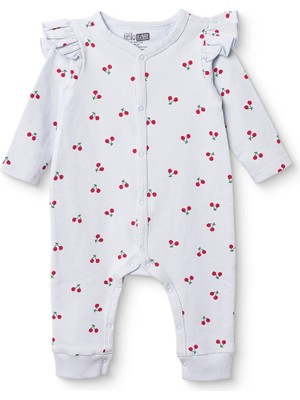 Hellobaby Kız Bebek Tulum Hayvan Baskılı Çıtçıtlı Bisiklet Yaka Uzun Kol Patiksiz