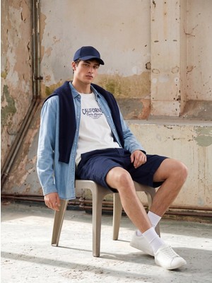 LTB California Baskılı Relaxed Beyaz T-Shırt