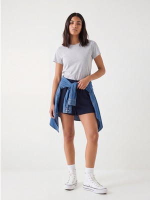 LTB Basic Beli Lastikli Lacivert Şort