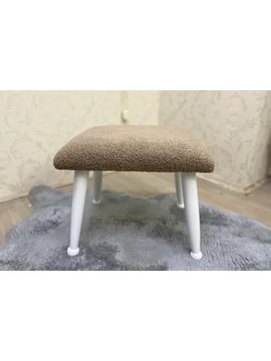 Vivense Trend Teddy Puf, Kahverengi, Beyaz Ahşap Ayak