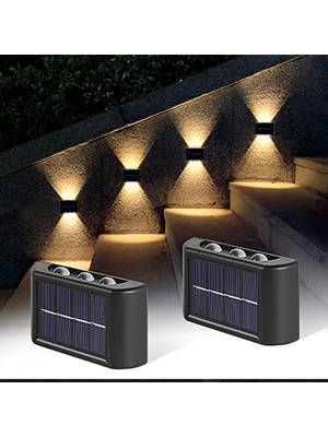 Cekar Store Güneş Çit Işıkları Dış Mekan Duvar Lambaları Güneş Enerjili LED Aplik Su Geçirmez Yukarı ve Aşağı LED Aydınlatma Ev Güverte Basamakları Veranda Peyzaj Garaj Arka Bahçe Merdiven Korkuluk Sundurma (2'li