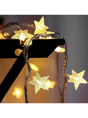 Ozcmax 20 Adet Mini Yıldızz LED 5 Metre Günışığı Rengi Dekoratif LED