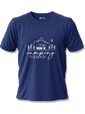 North Whiskers Camping Squad Karavan Baskılı Unisex %100 Pamuklu Lacivert Outdoor Tişört