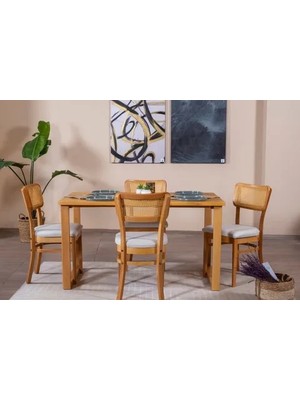 Vivense Hazeran Iskandinav Masa Takımı, 4 Sandalye 1 Masa, 80X160