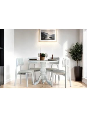 Vivense Hera Ahşap Yuvarlak Masa Sandalye Takımı, 100X100