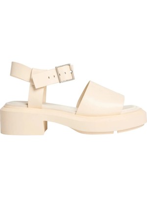 Calvin Klein Ekru Kadın Deri Sandalet Chunky Sandal Lth Mg